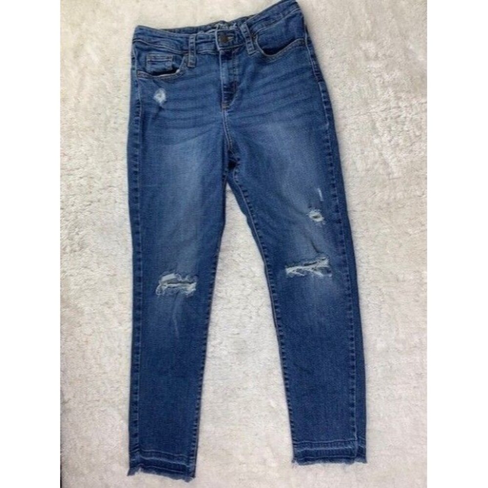 Universal Thread Size 4 27r Womens Jeans High Rise Straight Stretch Distressed